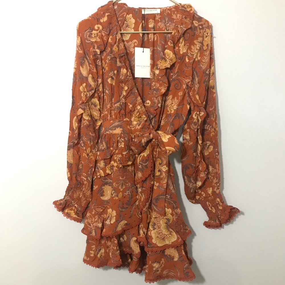 Spell  & the Gypsy Collective Aurora Long Sleeve Playdress in Burnt Ember XS